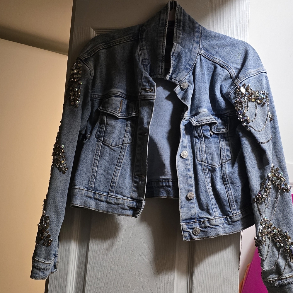 AKIRA Denim Jacket with Sparkling Accents